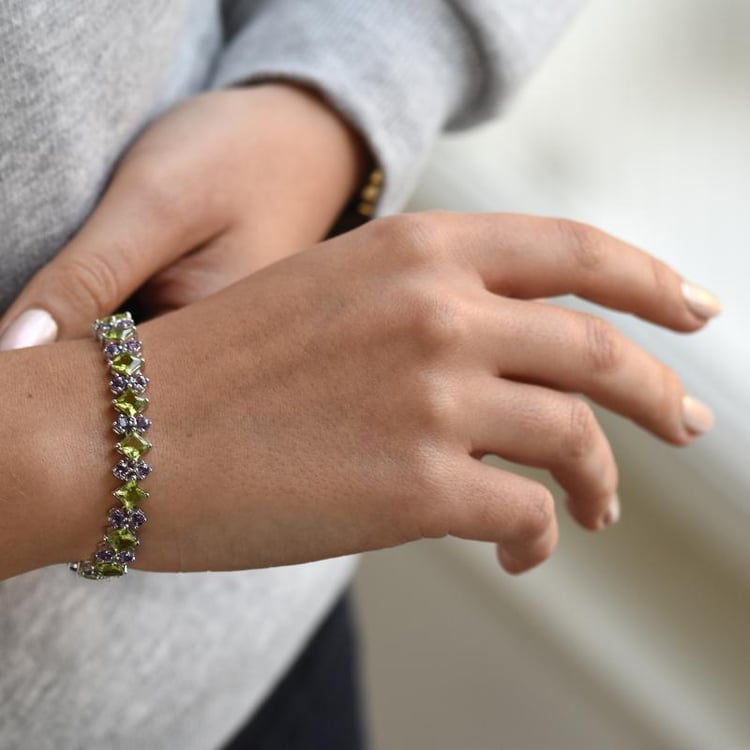 Ametystový náramok s olivínmi 17952