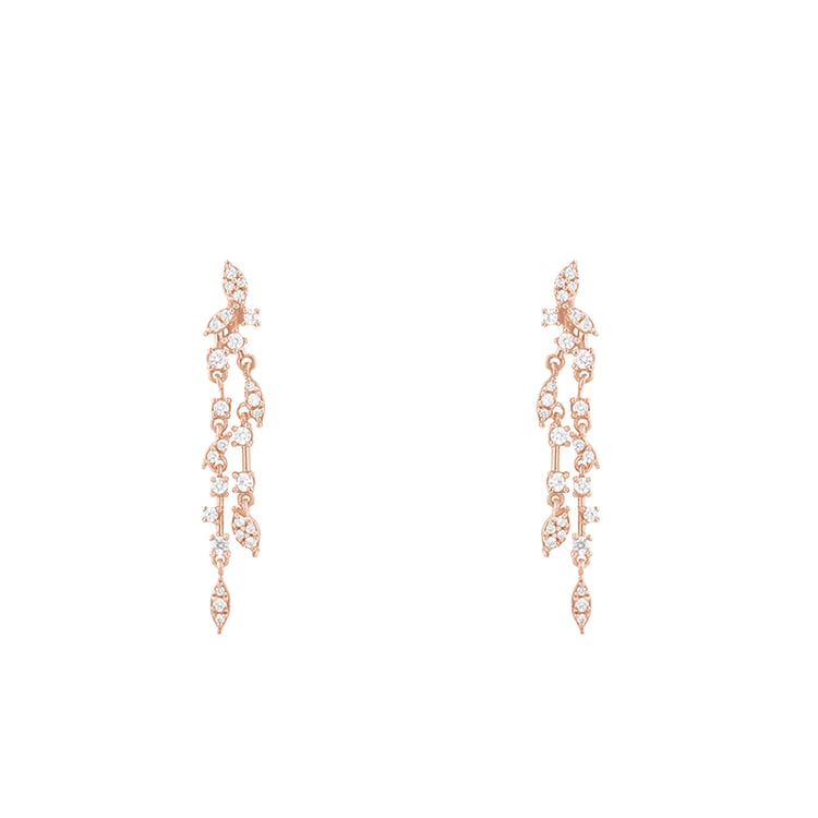 Visiace diamantové náušnice z ružového zlata 85414