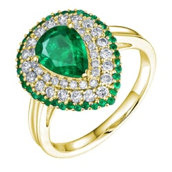 Zlatý prsteň plný smaragdov a diamantov Slazie