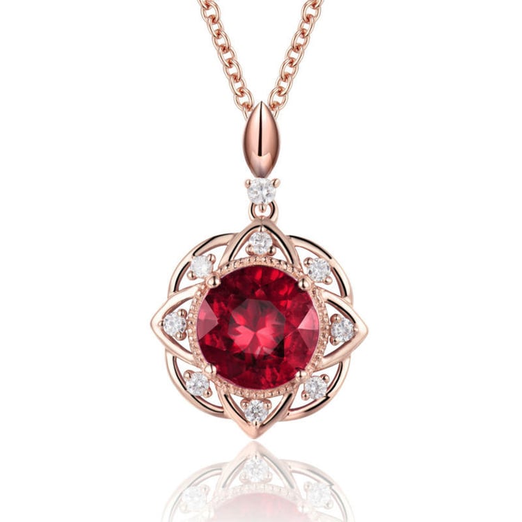 Zlatý náhrdelník s rubínom a diamantmi Seth