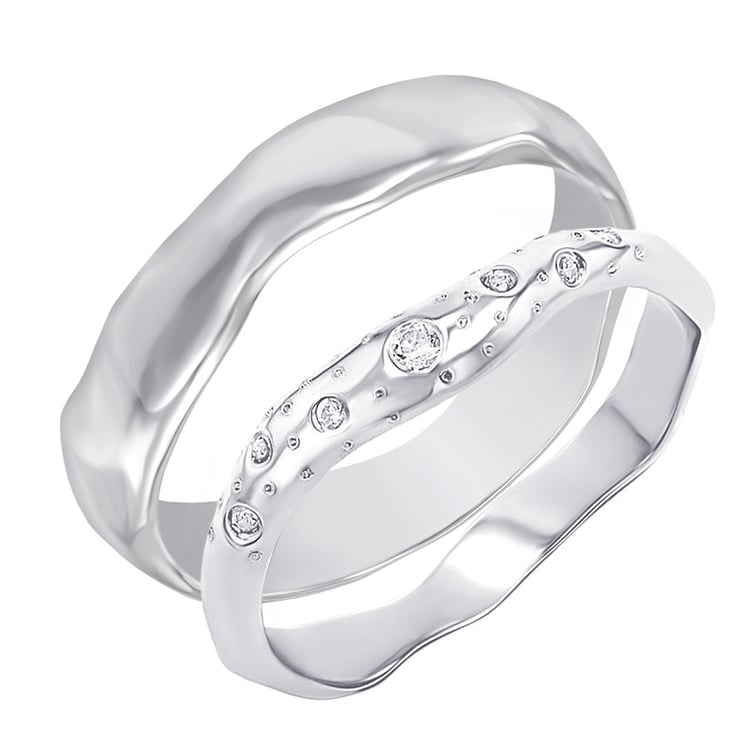 Nepravidelné zlaté svadobné obrúčky s diamantmi Parnell