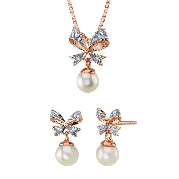 Perlová kolekcia s mašľou a lab-grown diamantmi Cherlys 152356