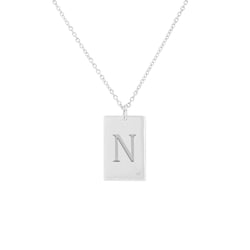 Platinový obdĺžnikový prívesok s diamantom a s gravírom písmena Jolyon