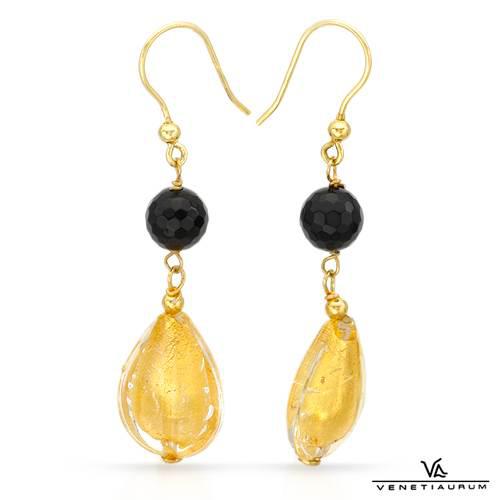 Pozlátené náušnice s ónyxami