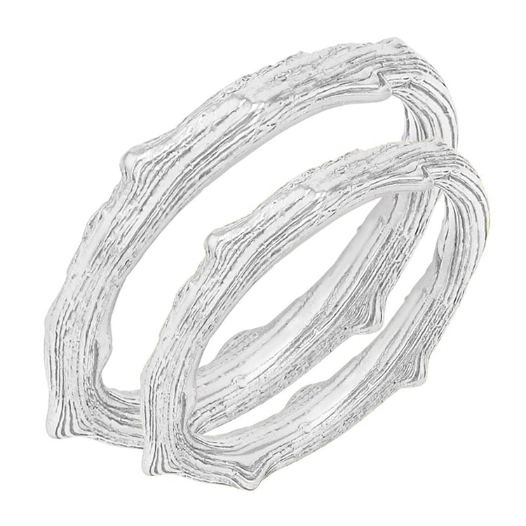 Svadobné obručky v tvare vetvičiek z bieleho zlata 81774