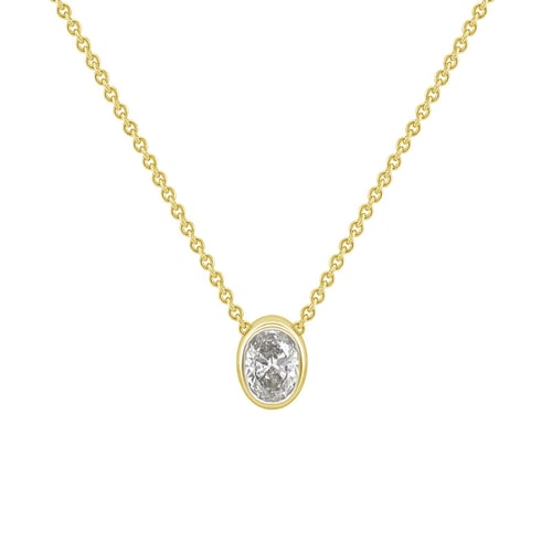 Zlatý náhrdelník s 0.3ct GIA certifikovaným oval diamantom Dagny