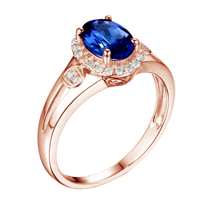 Tanzanitový prsteň z ružového zlata 82369