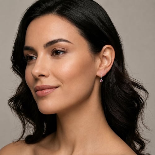 Očarujúce strieborné náušnice s rubínmi a lab-grown diamantmi Donna