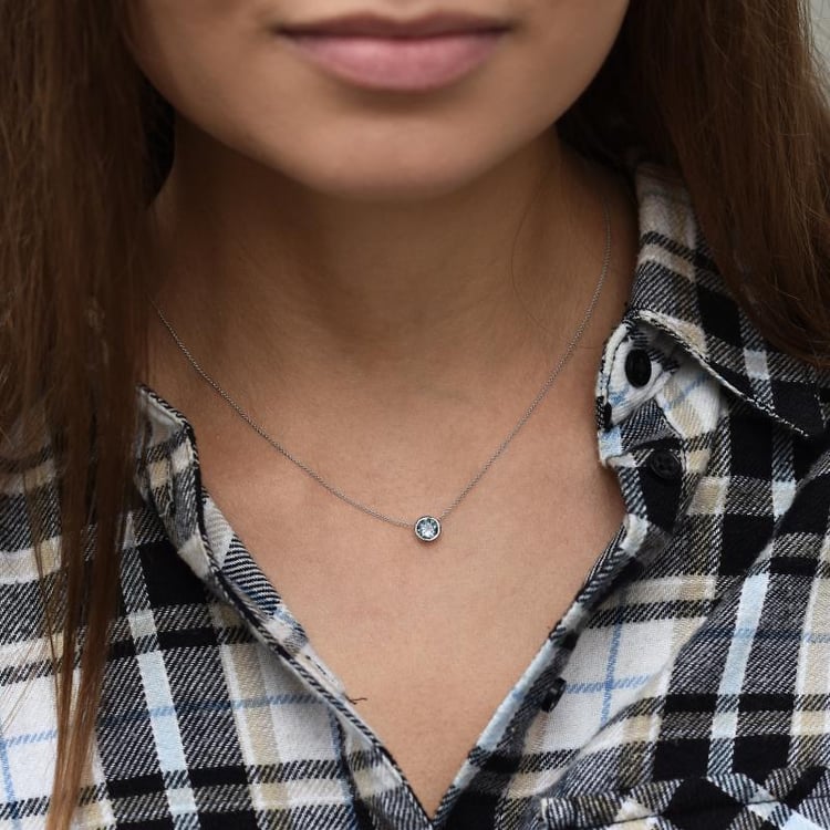 Strieborný náhrdelník s akvamarínom Hadley 103815