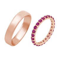 Dámský eternity prsteň s rubínmi a pánský komfortný prsteň Bency
