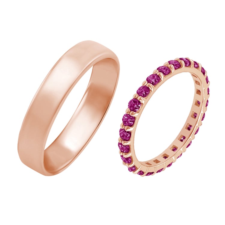 Dámský eternity prsteň s rubínmi a pánský komfortný prsteň