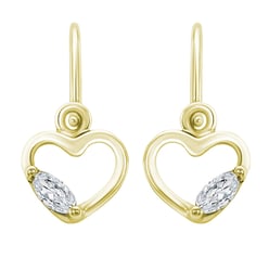 Zlaté náušnice pre deti v tvare srdiečka s bielymi zafírmi Frederika