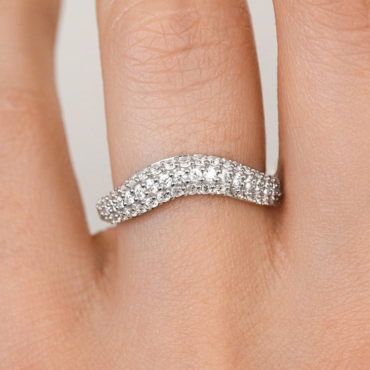 Half eternity zvlnený zlatý prsteň s lab-grown diamantmi Sven 160655