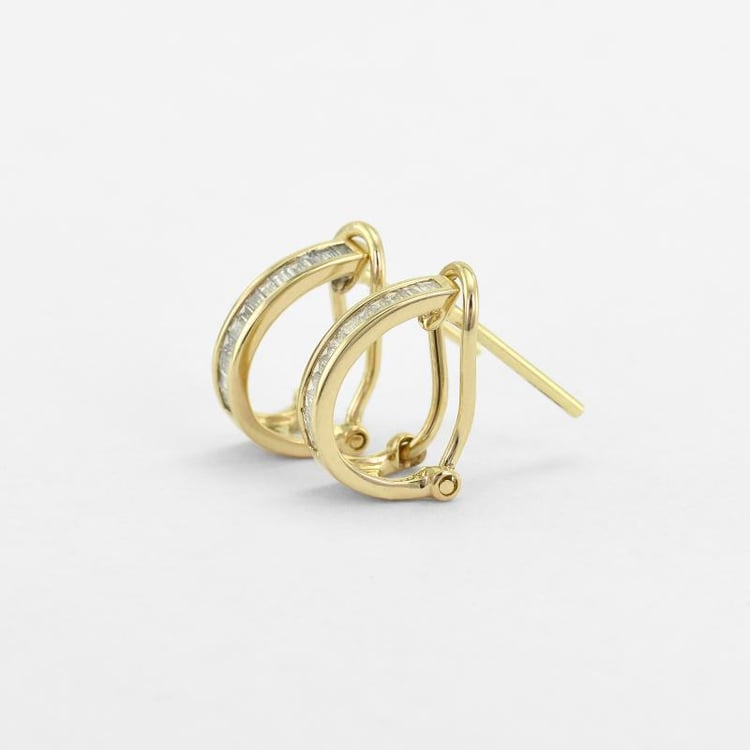 Zlaté náušnice s baguette diamantmi 47243