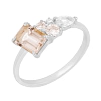 Cluster prsteň s morganitmi, diamantom a zafírom Kamala