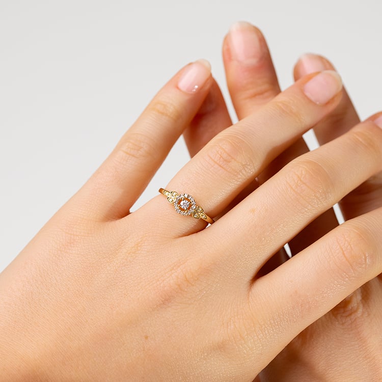 Zlatý halo prsteň s lab-grown diamantmi Delphine 146624