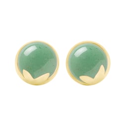 Zlaté náušnice s cabochon avanturínmi Greta