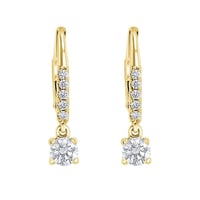 Zlaté visiací náušnice s 0.2ct lab-grown diamantom Sumaya