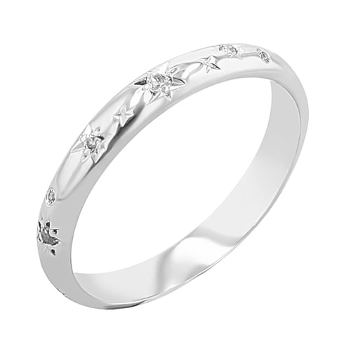 Svadobné obrúčky s ručnou rytinou hviezd a diamantmi Devin