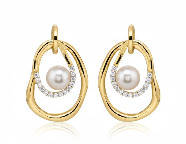 Strieborné perlové náušnice s bielym topásom 