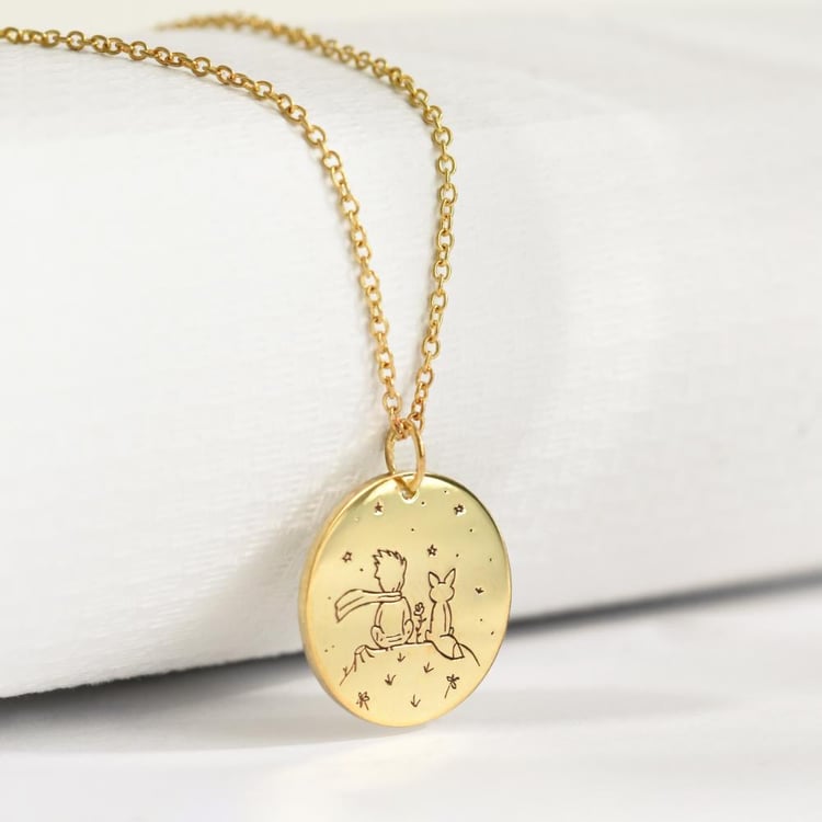 Strieborný prívesok Malý princ s líškou a gravírom 157489