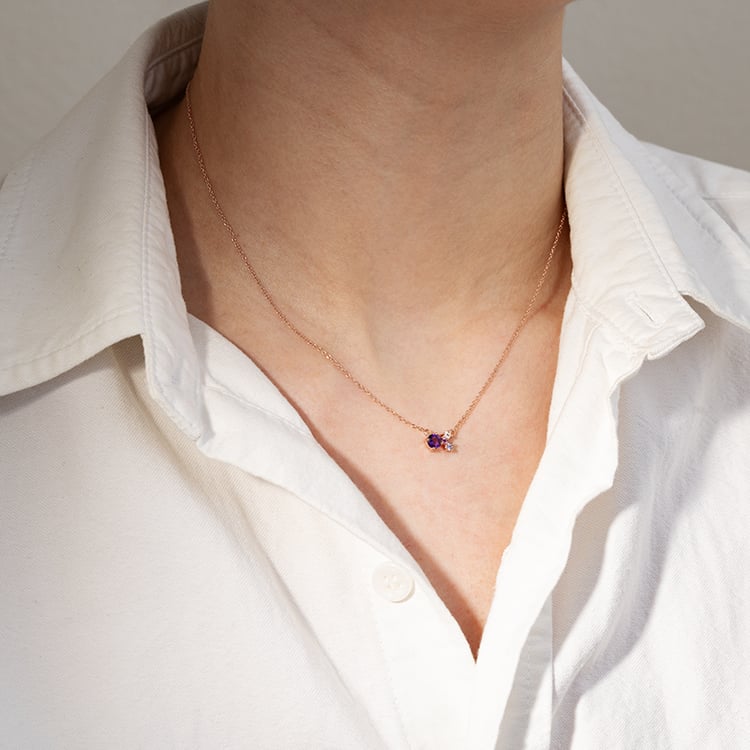 Fialový cluster náhrdelník s ametystom a drahokamami Millie 131244