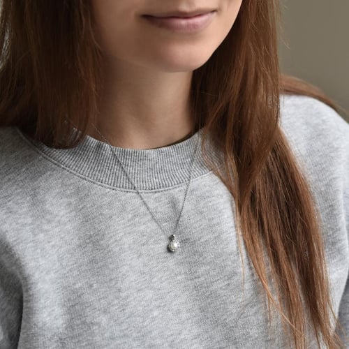 Strieborný perlový set náušnic a náhrdelníku s diamantmi Ladasha