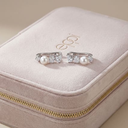 Perlové náušnice zo striebra a zirkóny Karmin