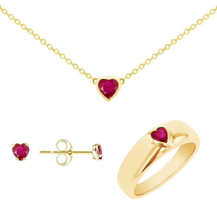 Kolekcia šperkov s rubínovými srdiečkami Ameena