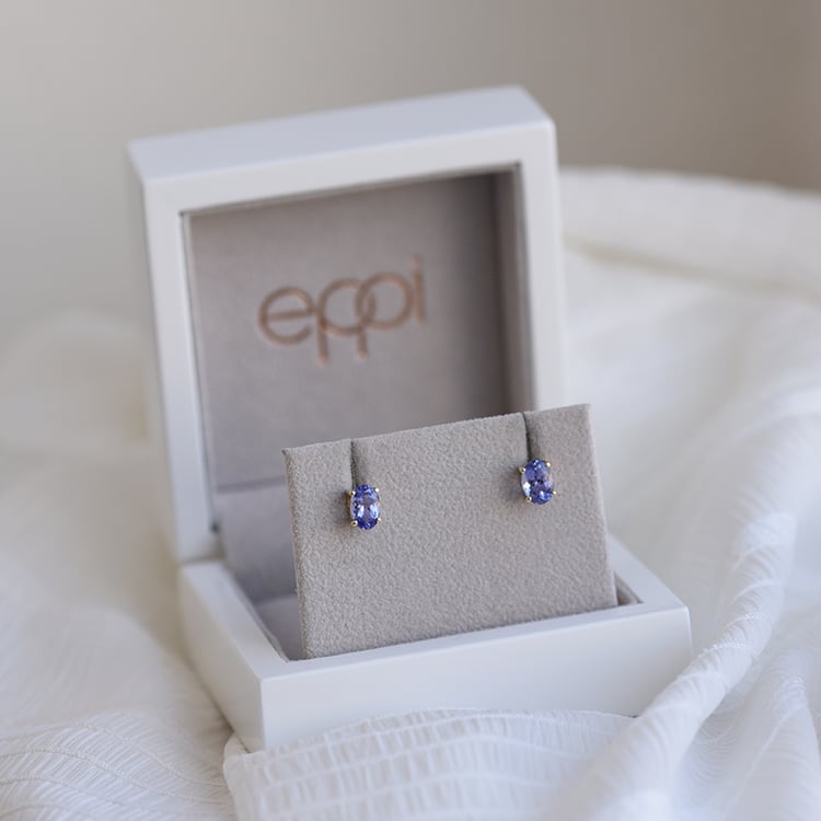 Náušnice s oválnymi tanzanity 64295