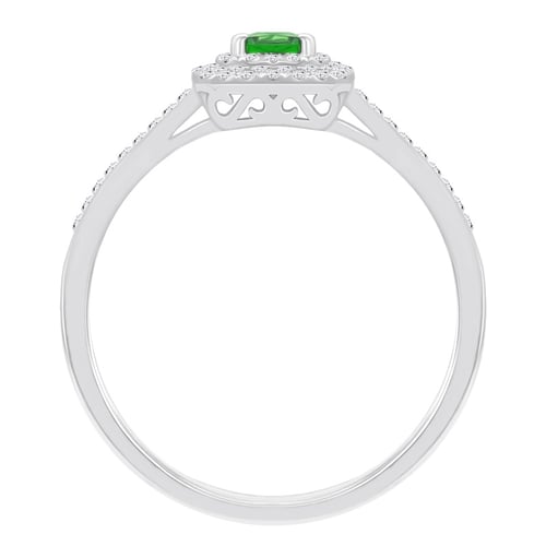Zlatý prsteň s emerald tsavorit granátom a diamantmi Zawy
