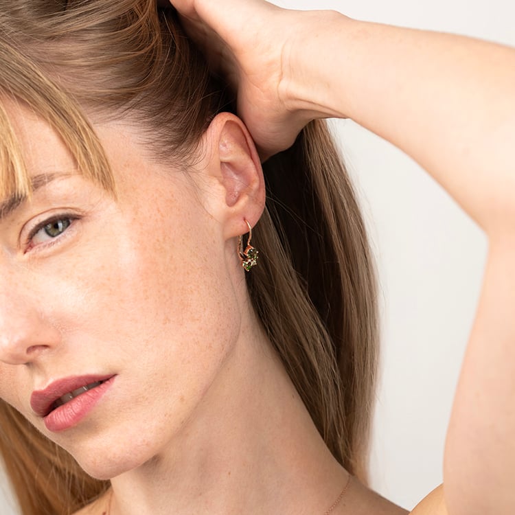 Cluster náušnice s vltavínmi, zafírmi a diamantmi Gita 146947