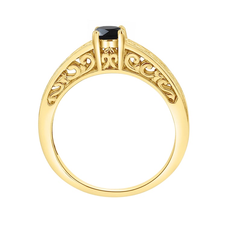 Vintage zlatý zásnubný prsteň s čiernym diamantom Daniew 142018