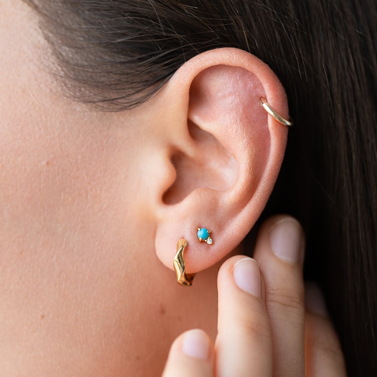 Strieborný set náušníc s tyrkysmi a zirkónmi 143527