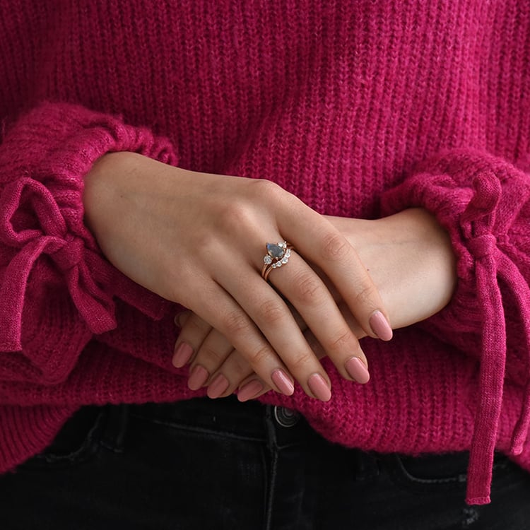 Set prsteňov zo zlata s Labradorit a moissanitu 73726