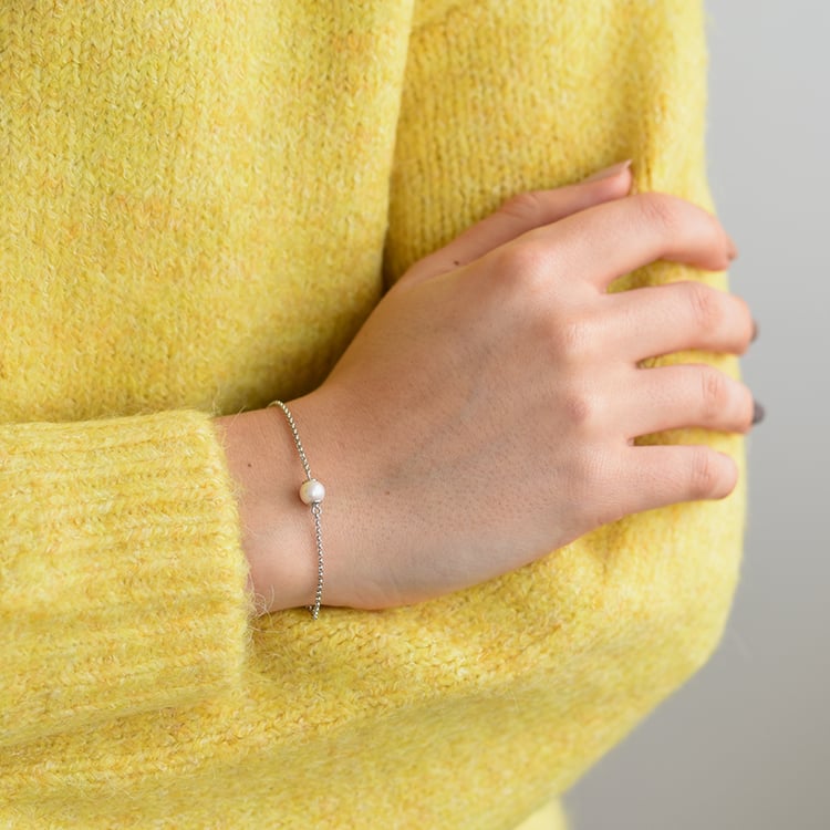 Strieborný náramok s perlou Caledonia 58291