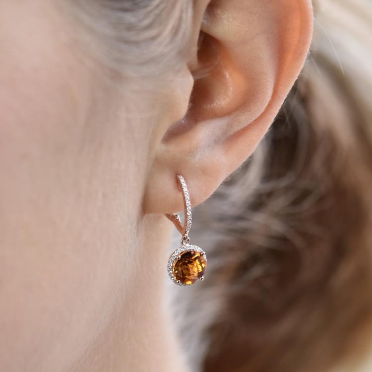 Zlaté citrínové náušnice 3664