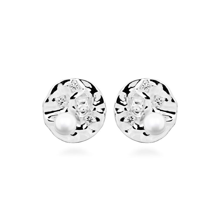 Strieborné perlové náušnice s bielym topásom 163849