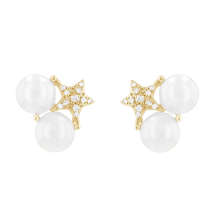 Perlové náušnice s diamantovou hviezdou