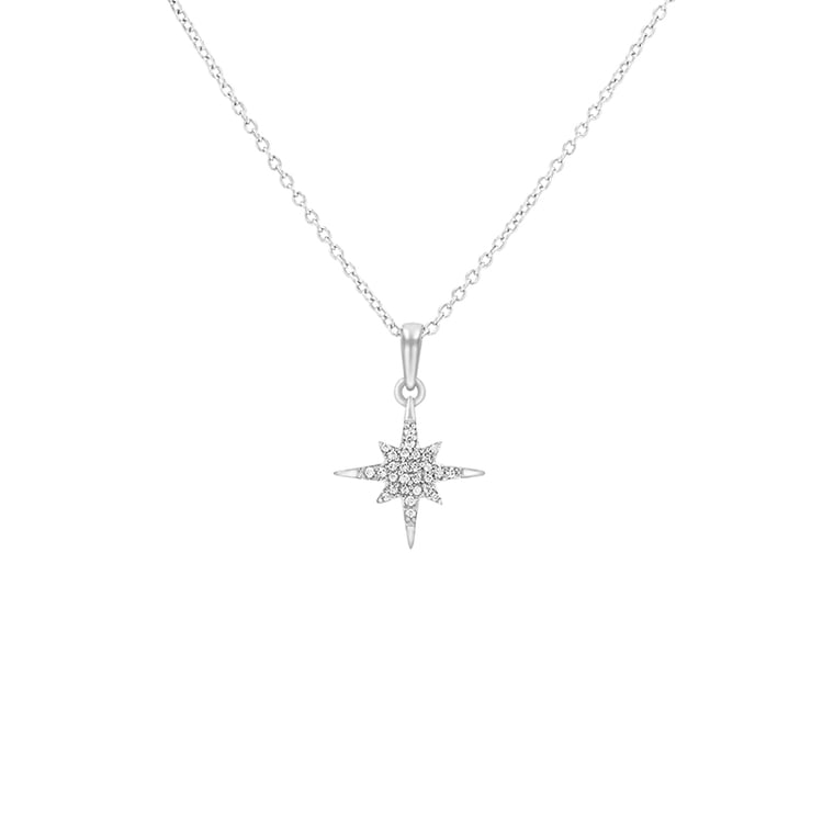 Náhrdelník v tvare diamantové hviezdy z bieleho zlata 80558
