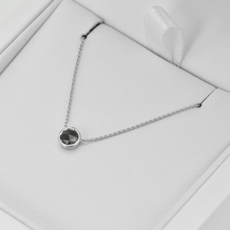 Bezel náhrdelník z bieleho zlata 38526