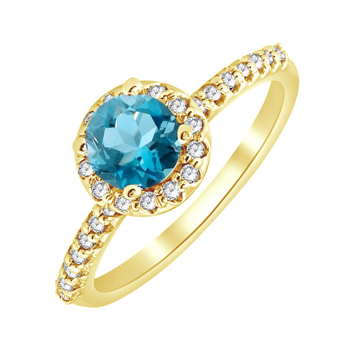 Zlatý prsteň s topásom a diamantmi 79247