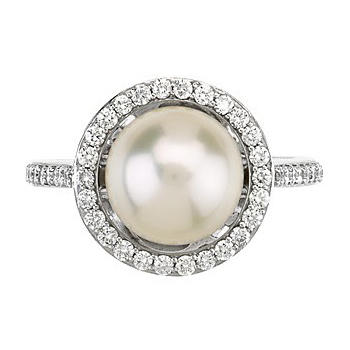 Prsteň s perlou z bieleho zlata 52997