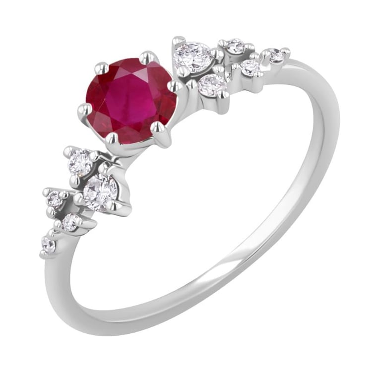 Zásnubný prsteň s rubínom a diamantmi Olha