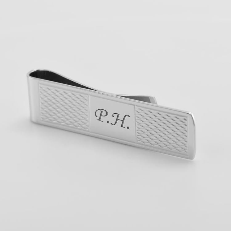 Strieborna spona na peniaze s gravírom 50401