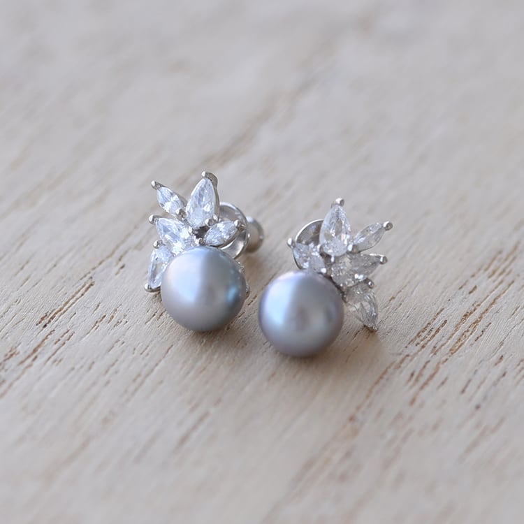 Náušnice s perlami a zirkónmi 61334