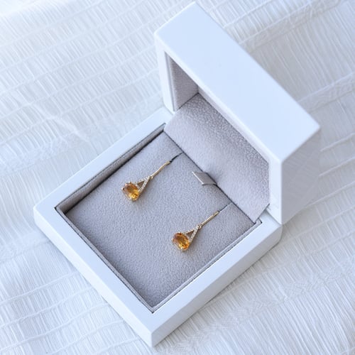 Zlaté citrínové náušnice s diamantmi Holy