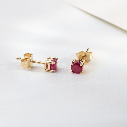 Strieborné náušnice s rubínmi s výberom veľkosti Dalia