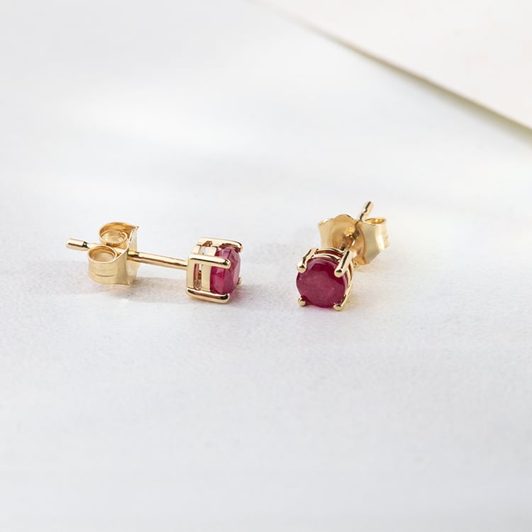 Strieborné náušnice s rubínmi s výberom veľkosti Dalia 147732