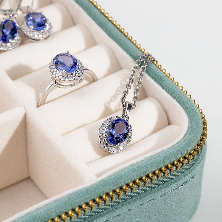 Tanzanitová kolekcia šperkov s diamantmi Bizot 146275